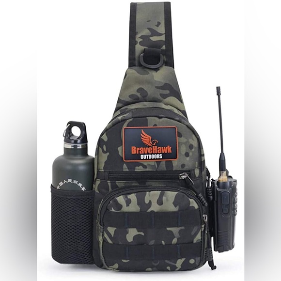 BraveHawk OUTDOORS Sling Chest Bag, 900D Nylon Oxford Portable Tactical - Picture 2 of 7